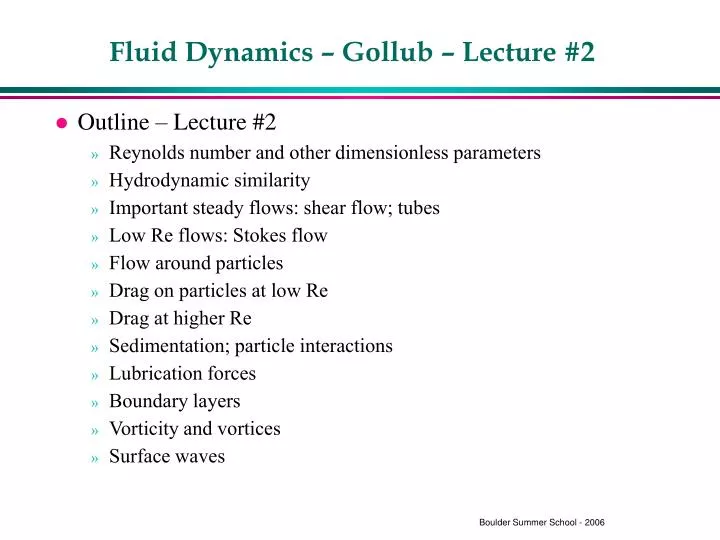 fluid dynamics gollub lecture 2