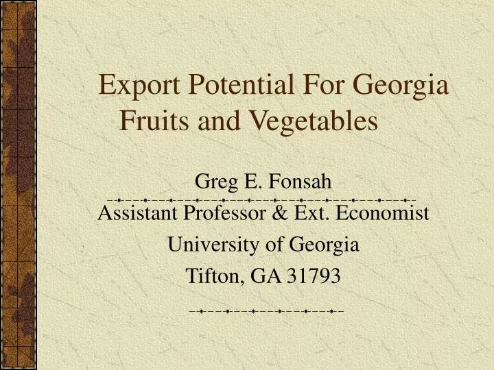 export potential for georgia fruits and vegetables
