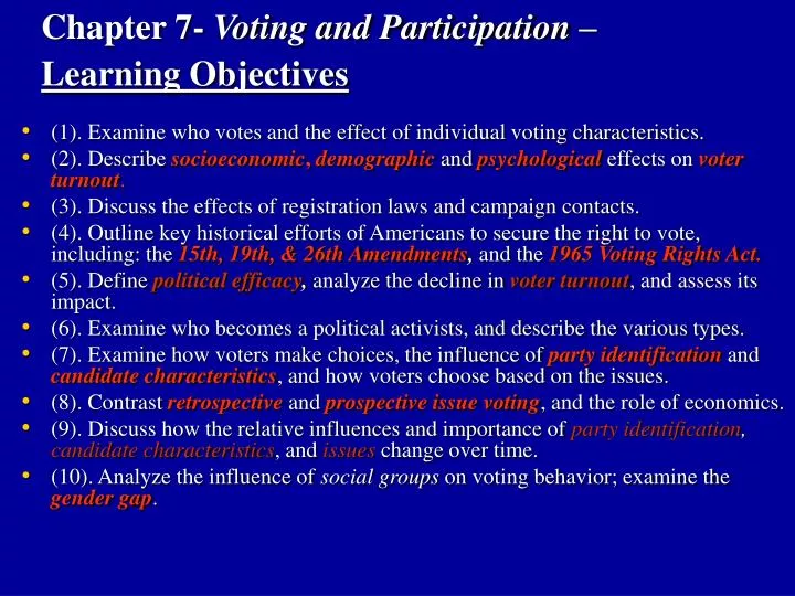 chapter 7 voting and participation learning objectives