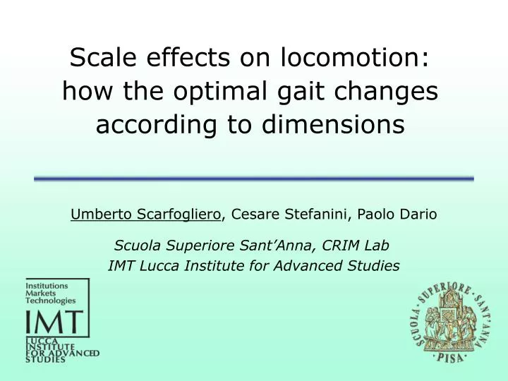 scale effects on locomotion how the optimal gait changes according to dimensions