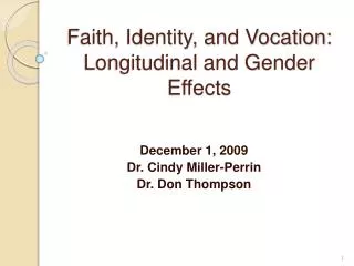 Faith, Identity, and Vocation: Longitudinal and Gender Effects