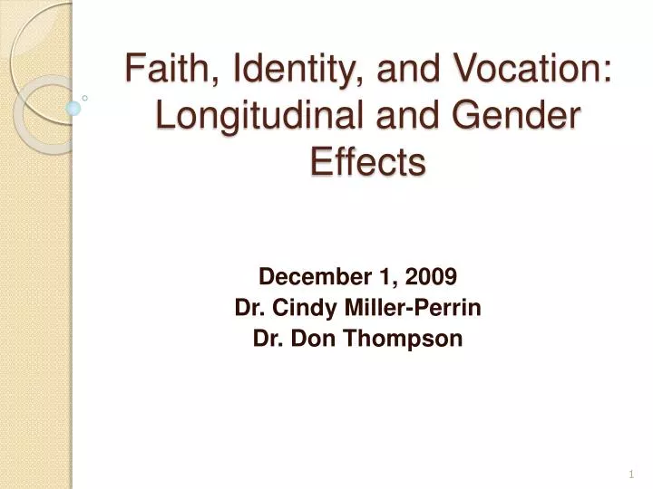faith identity and vocation longitudinal and gender effects