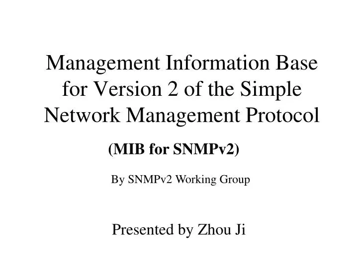 management information base for version 2 of the simple network management protocol