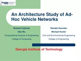 An Architecture Study of Ad-Hoc Vehicle Networks