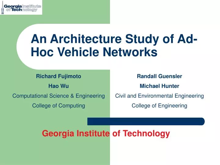 an architecture study of ad hoc vehicle networks