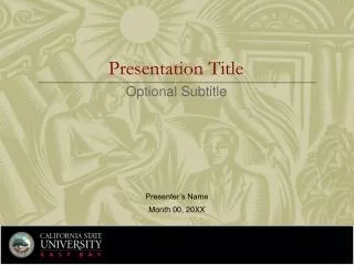 Presentation Title Optional Subtitle