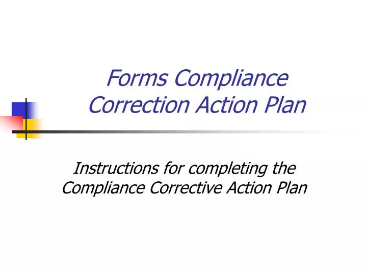 forms compliance correction action plan