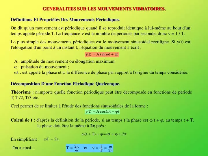 generalites sur les mouvements vibratoires