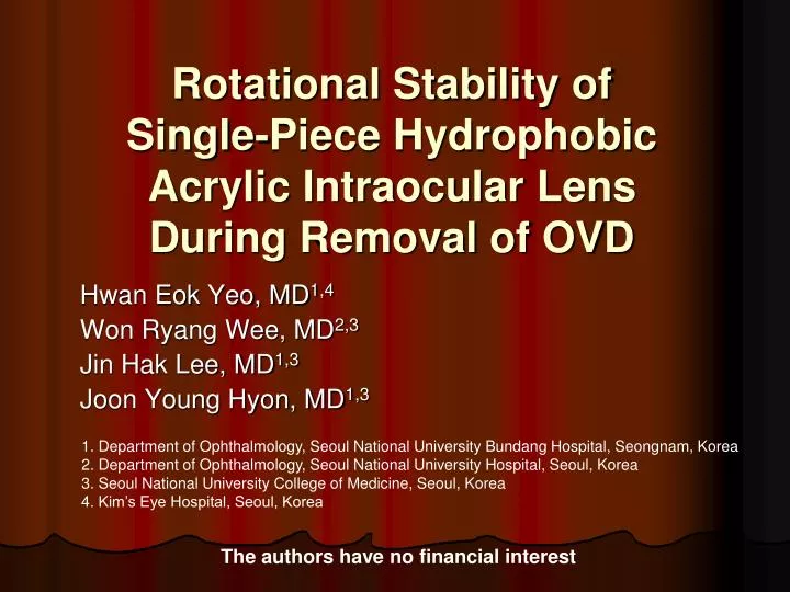 rotational stability of single piece hydrophobic acrylic intraocular lens during removal of ovd