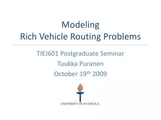 Modeling Rich Vehicle Routing Problems