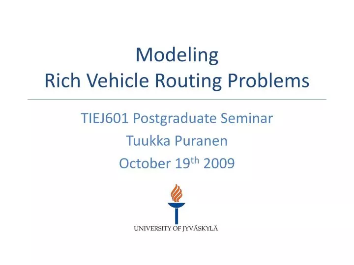 modeling rich vehicle routing problems
