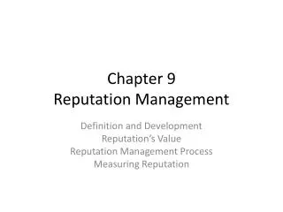 Chapter 9 Reputation Management