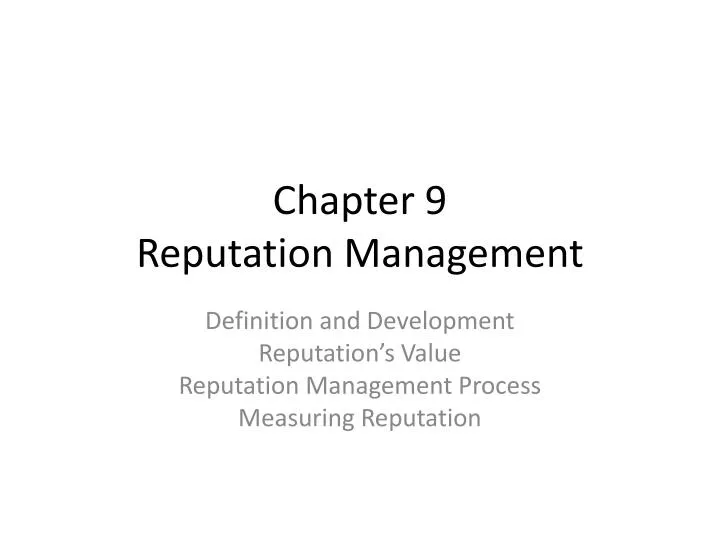 chapter 9 reputation management