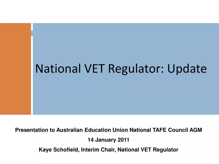 national vet regulator update