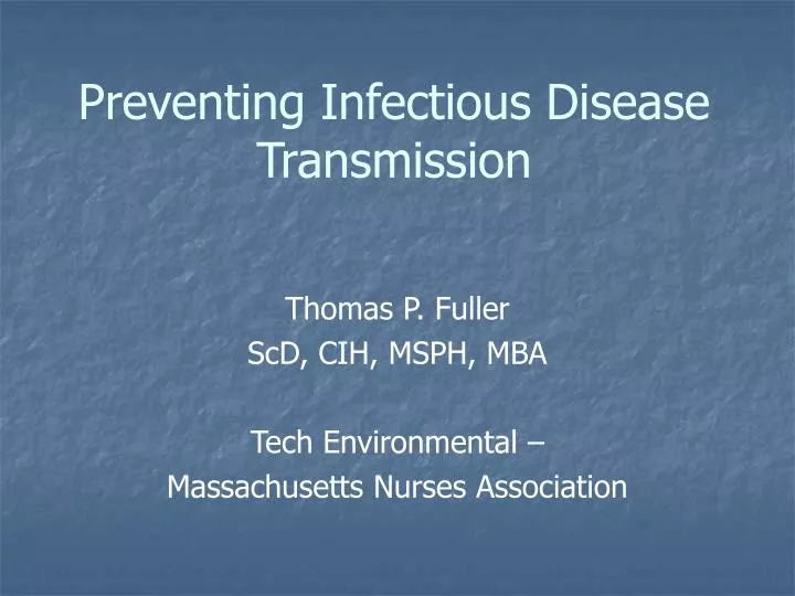 preventing infectious disease transmission