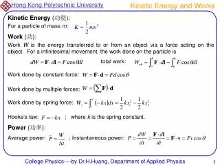 Kinetic Energy and Works