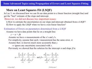 More on Least Squares Fit (LSQF)