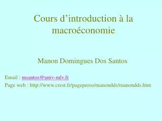 cours d introduction la macro conomie
