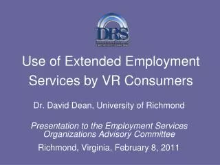 Use of Extended Employment Services by VR Consumers