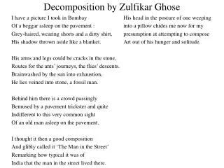 Decomposition by Zulfikar Ghose