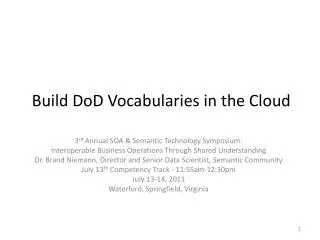 Build DoD Vocabularies in the Cloud