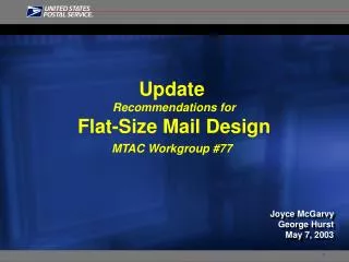 Update Recommendations for Flat-Size Mail Design MTAC Workgroup #77