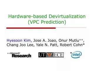 Hardware-based Devirtualization (VPC Prediction)