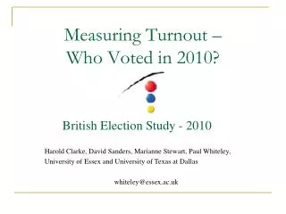 Measuring Turnout – Who Voted in 2010?