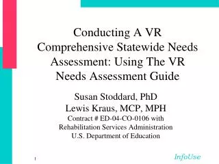 Conducting A VR Comprehensive Statewide Needs Assessment: Using The VR Needs Assessment Guide