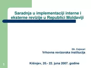 Saradnja u implementaciji interne i eksterne revizije u Republici Moldaviji
