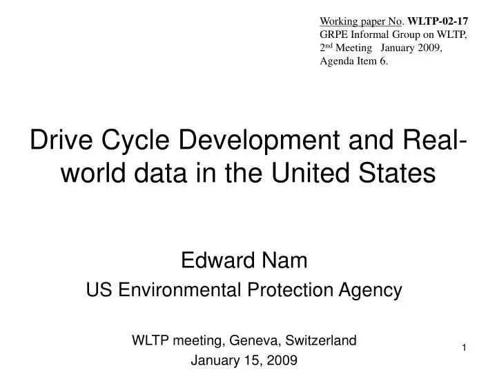 drive cycle development and real world data in the united states