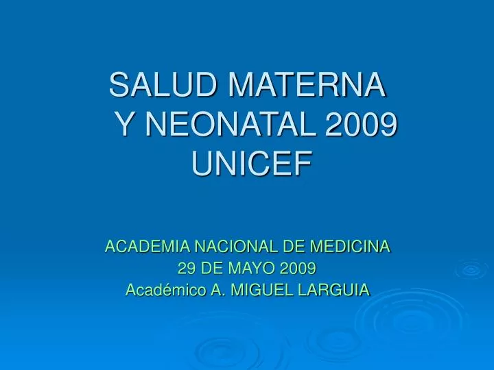 salud materna y neonatal 2009 unicef