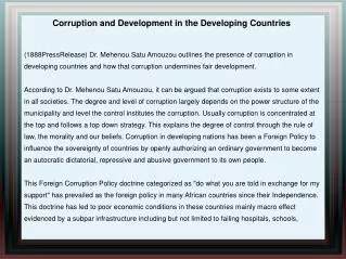Corruption and Development in the Developing Countries