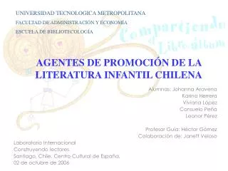 AGENTES DE PROMOCIÓN DE LA LITERATURA INFANTIL CHILENA