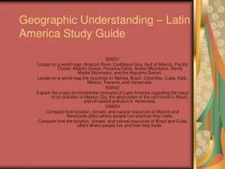 Geographic Understanding – Latin America Study Guide