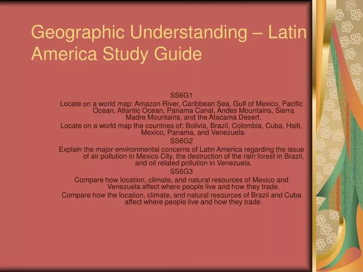 geographic understanding latin america study guide