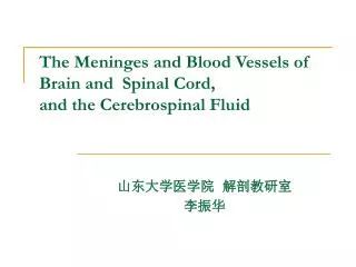 The Meninges and Blood Vessels of Brain and Spinal Cord, and the Cerebrospinal Fluid