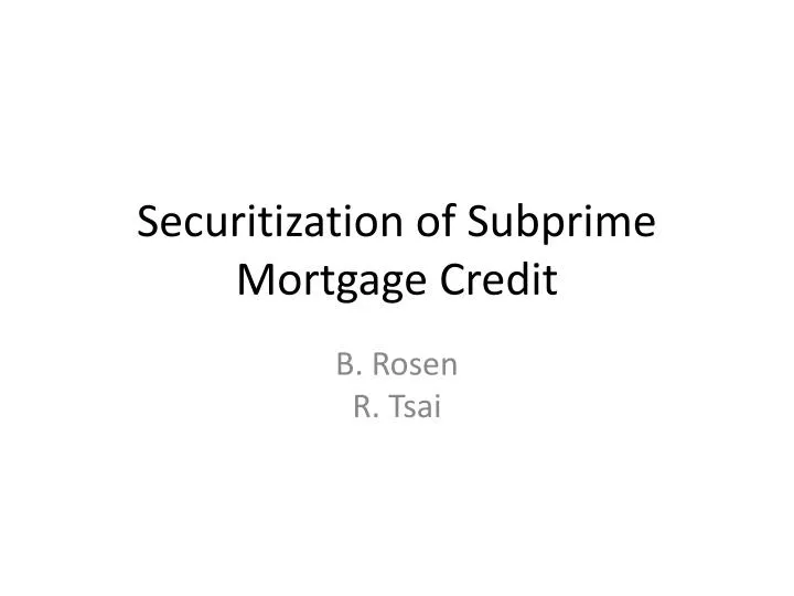 securitization of subprime mortgage credit