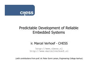 Predictable Development of Reliable Embedded Systems