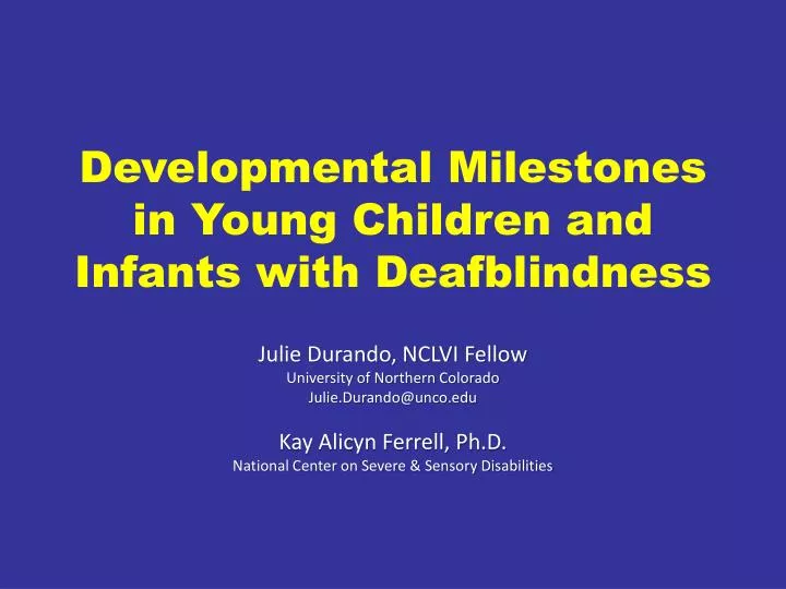developmental milestones in young children and infants with deafblindness