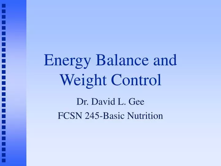 energy balance and weight control