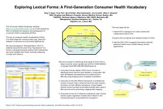 Exploring Lexical Forms: A First-Generation Consumer Health Vocabulary