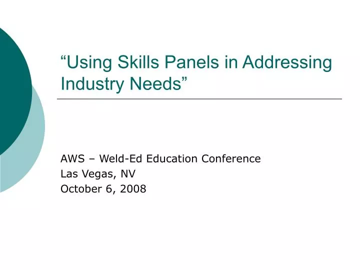using skills panels in addressing industry needs