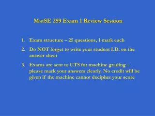 MatSE 259 Exam 1 Review Session