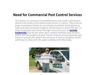 Need for Commercial Pest Control Services