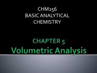 CHAPTER 5 Volumetric Analysis