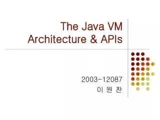 The Java VM Architecture &amp; APIs