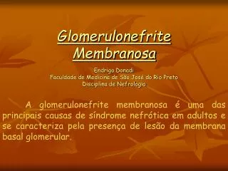 Glomerulonefrite Membranosa