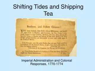 Shifting Tides and Shipping Tea