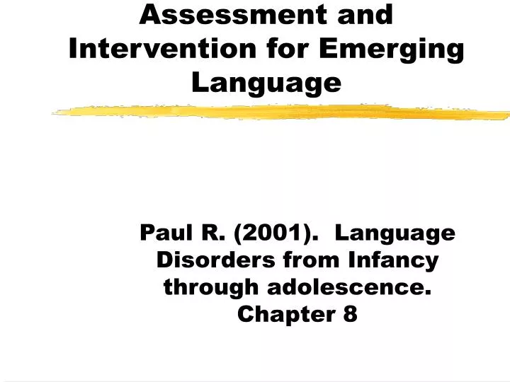 assessment and intervention for emerging language
